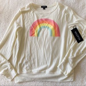 (wildfox) NWT cream rainbow crewneck sweater